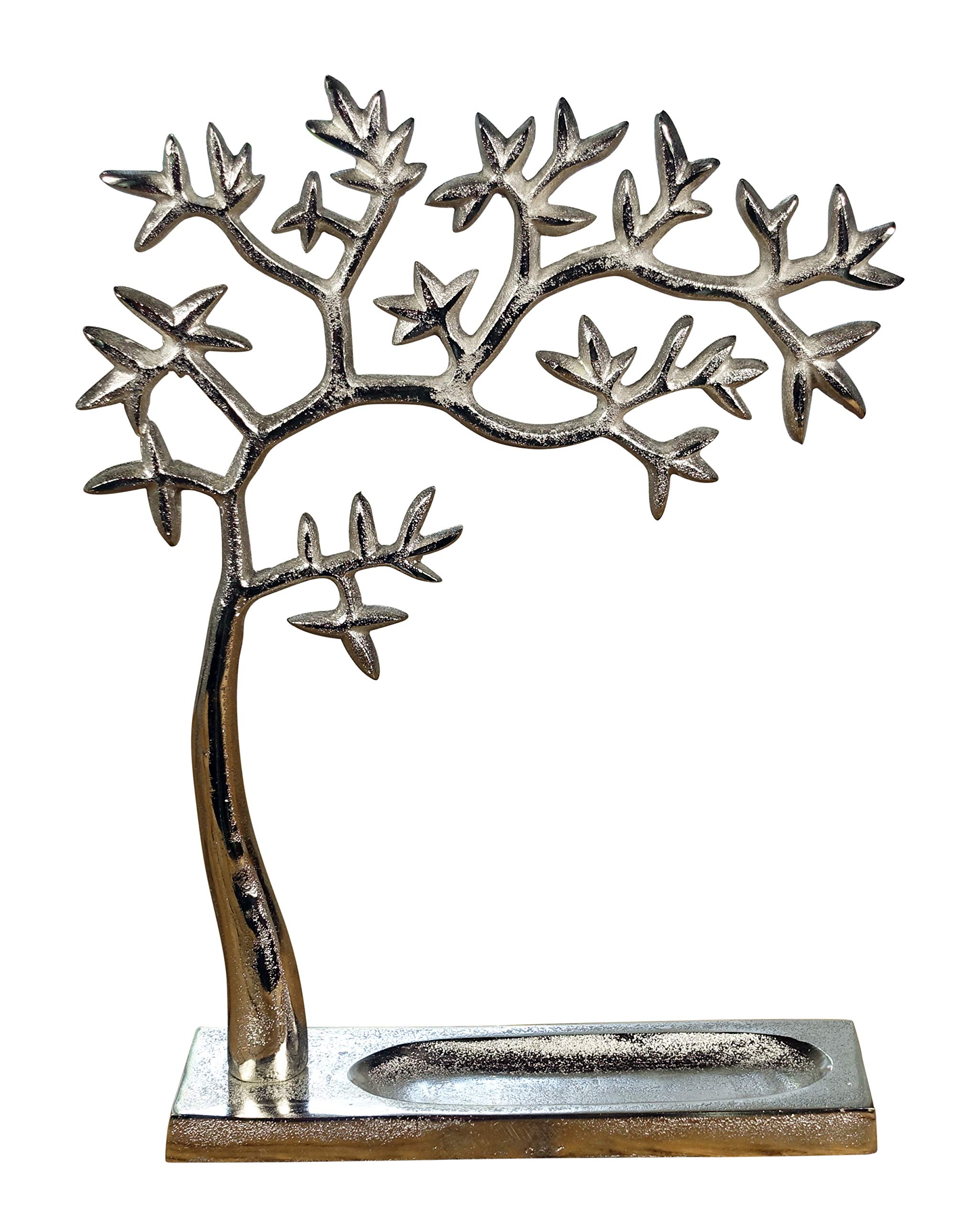 Schmuckbaum Schmuckständer Schmuckhalter Lebensbaum Dekobaum Aluminium Silber - Schmuck Baum für Ringe, Ketten und Armbänder - in 2 Größen 31 cm oder 37,5 cm