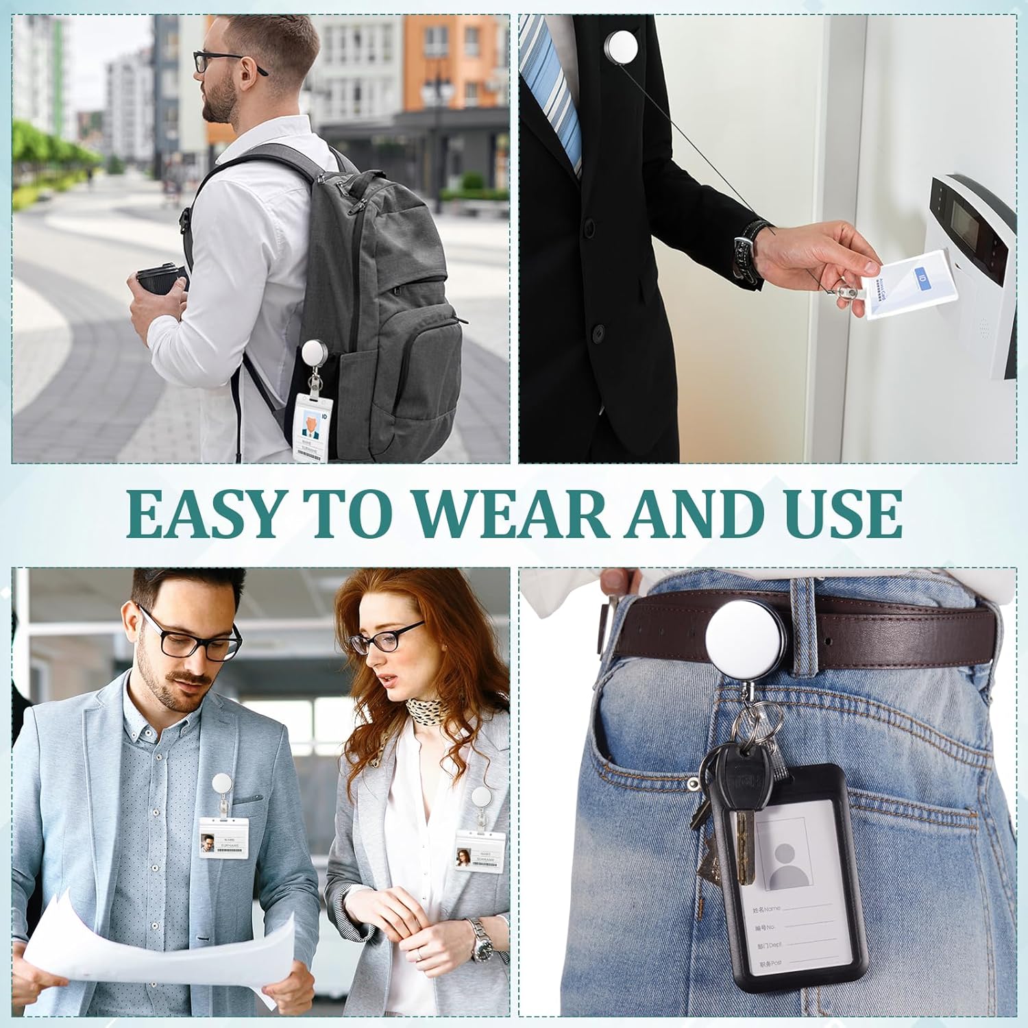 Leelosp Heavy Duty Retractable Badge Holder Reel Metal ID Badge Holder with Belt Clip Keyring Retractable Clip Bulk Card for Work Employee Doctor Nurse Gifts(Glossy Silver,70 Pack)