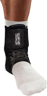Athletec Sport Ankle Support Brace with Adjustable Laces, Stabilizer Support for Athletic Injuries,