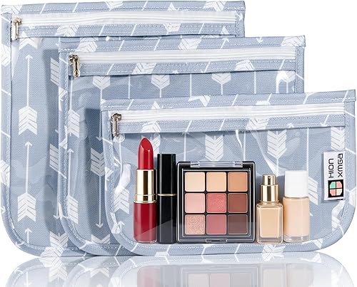 Miniatura 12 de Bolsa de aseo aprobada por la TSA, juego de 3 bolsas de viaje transparentes para artículos de aseo de tamaño de cuarto de galón con cierre