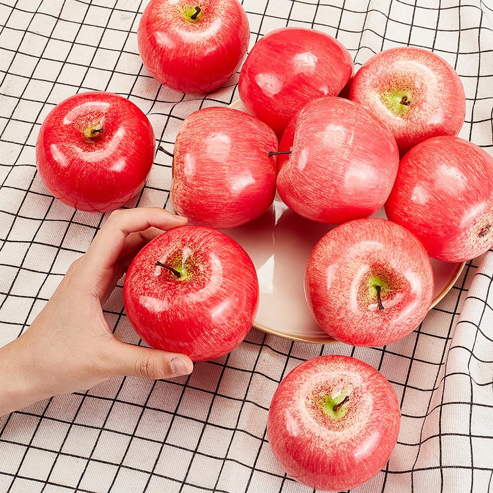 PH PandaHall 20 stuks mini nepappels, 1,7 x 1,4 inch kunstmatige appels rode faux appels simulatie fruit decoratie kerst decoratieve appels model voor thuis keuken tafel fotografie feest foto