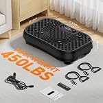 Vibration Plate Exercise Machine with APP, 3D Dual Motor Vibration Plate 199 Adjustable Speed, Vibrating Plate Automatic Mode P1-P7, 450 Lbs Capacity Shake Plate with Remote Control