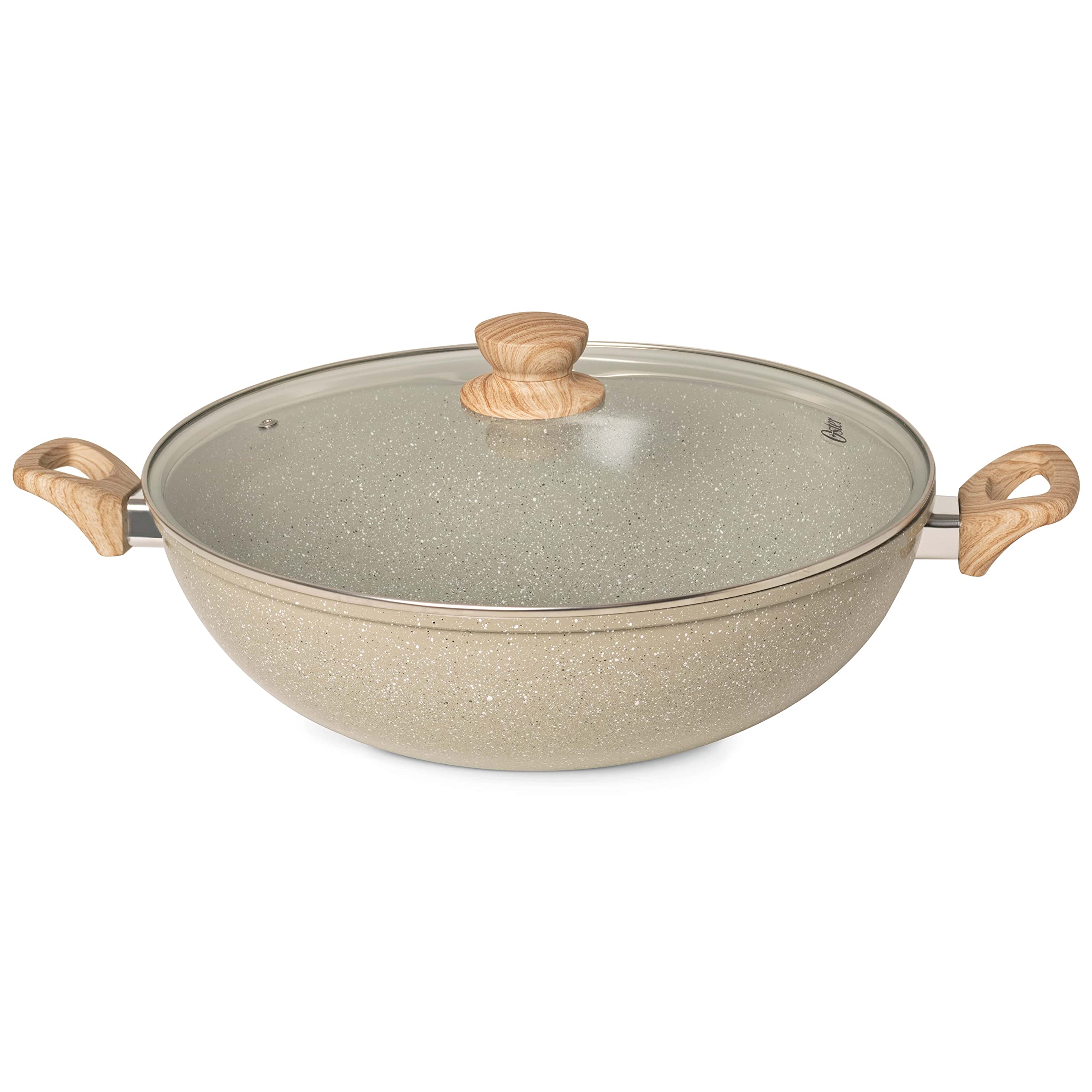 OSTER Panela Wok Antiaderente 7L com Tampa Marble Edition - Construção em Alumínio e