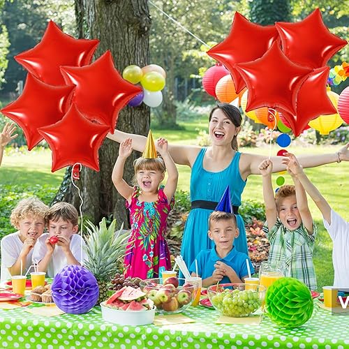 Miniatura 7 de Globos de papel de aluminio de estrella roja Globos de estrella de 18 pulgadas para helio, 10 piezas para fiesta de cumpleaños, graduación, baby