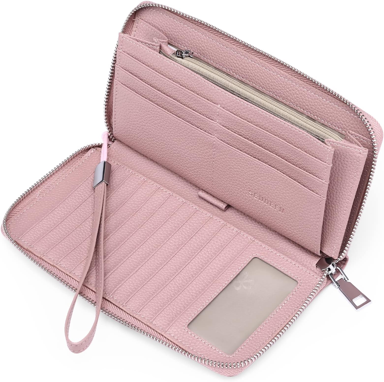 SENDEFNLeather Women's Wallets RFID Blocking Zip Around Large Capacity Long Credit Card Holder Wallet