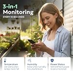 Necto Cellular Temperature Monitor - Remote Power Failure Alarm & Humidity Sensor with Unlimited Alerts. Temp Monitoring System for RV Pet Safety, Vacation Home, Server Room. No Fees or WiFi Required