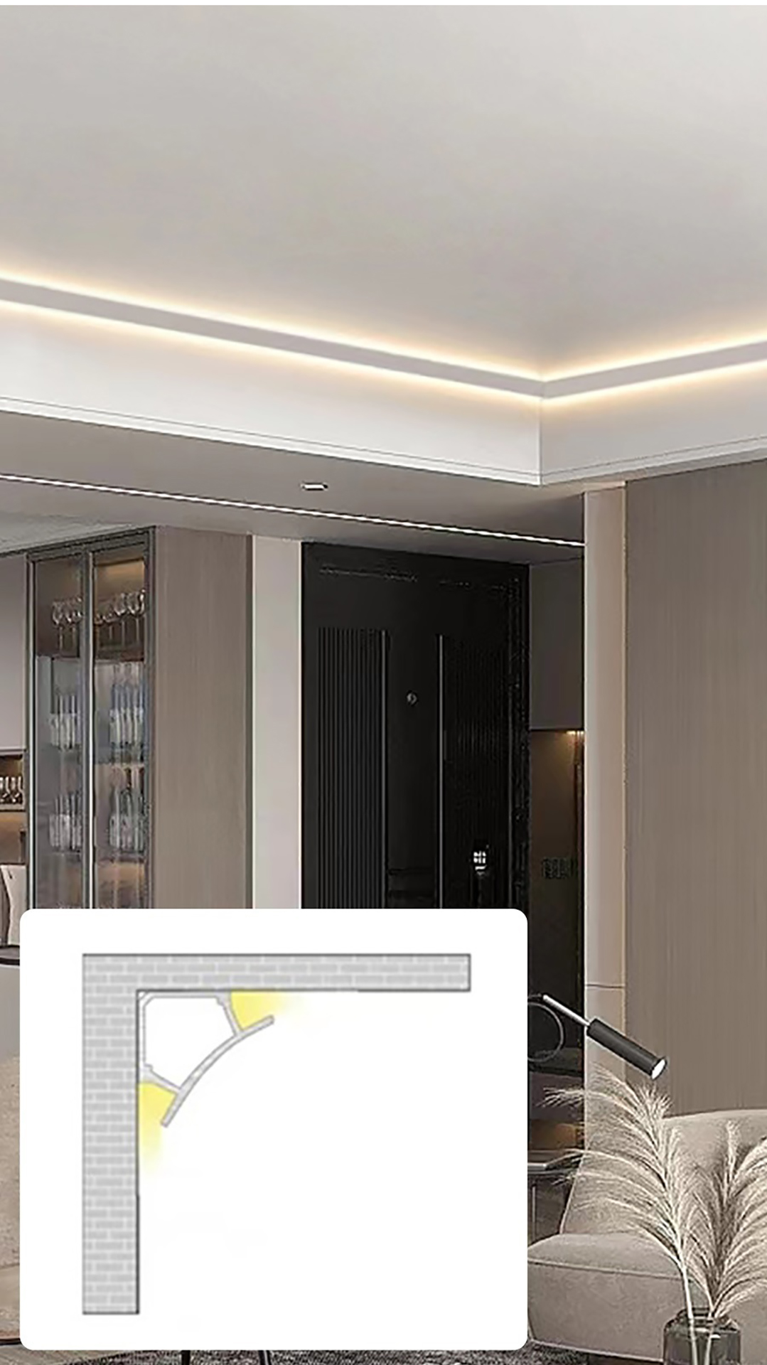 LED Aluminum Channel Lighting Skirting Board - 5m Track For Hidden Cove, Wall Wash & Ceiling Lights (Black, No LEDs)