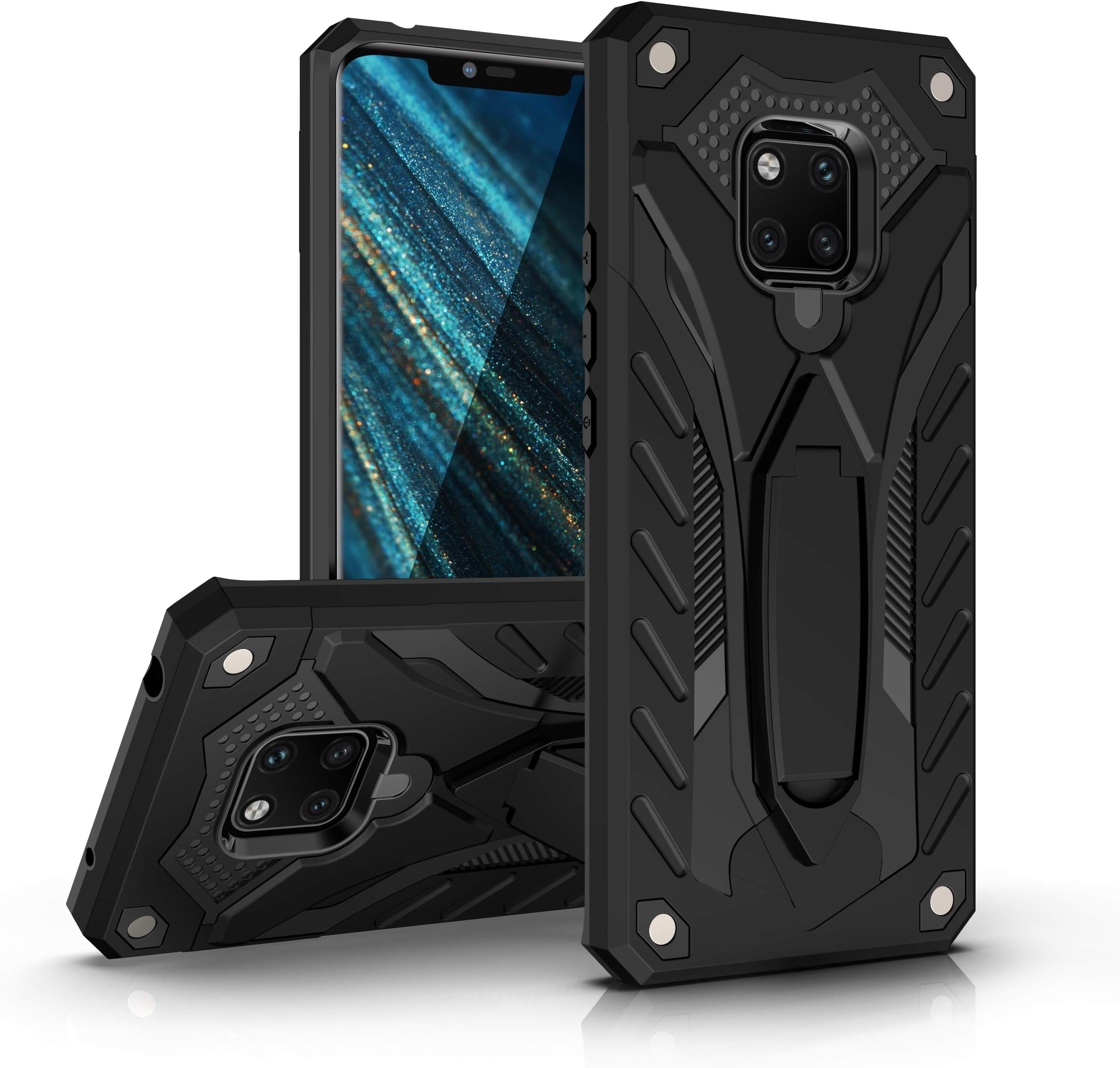 Phone Case for Huawei Mate 20 Lite Heavy Duty Protective Hard Cover Shockproof Certified with Drop Tested with Smartphone Kickstand (Black)