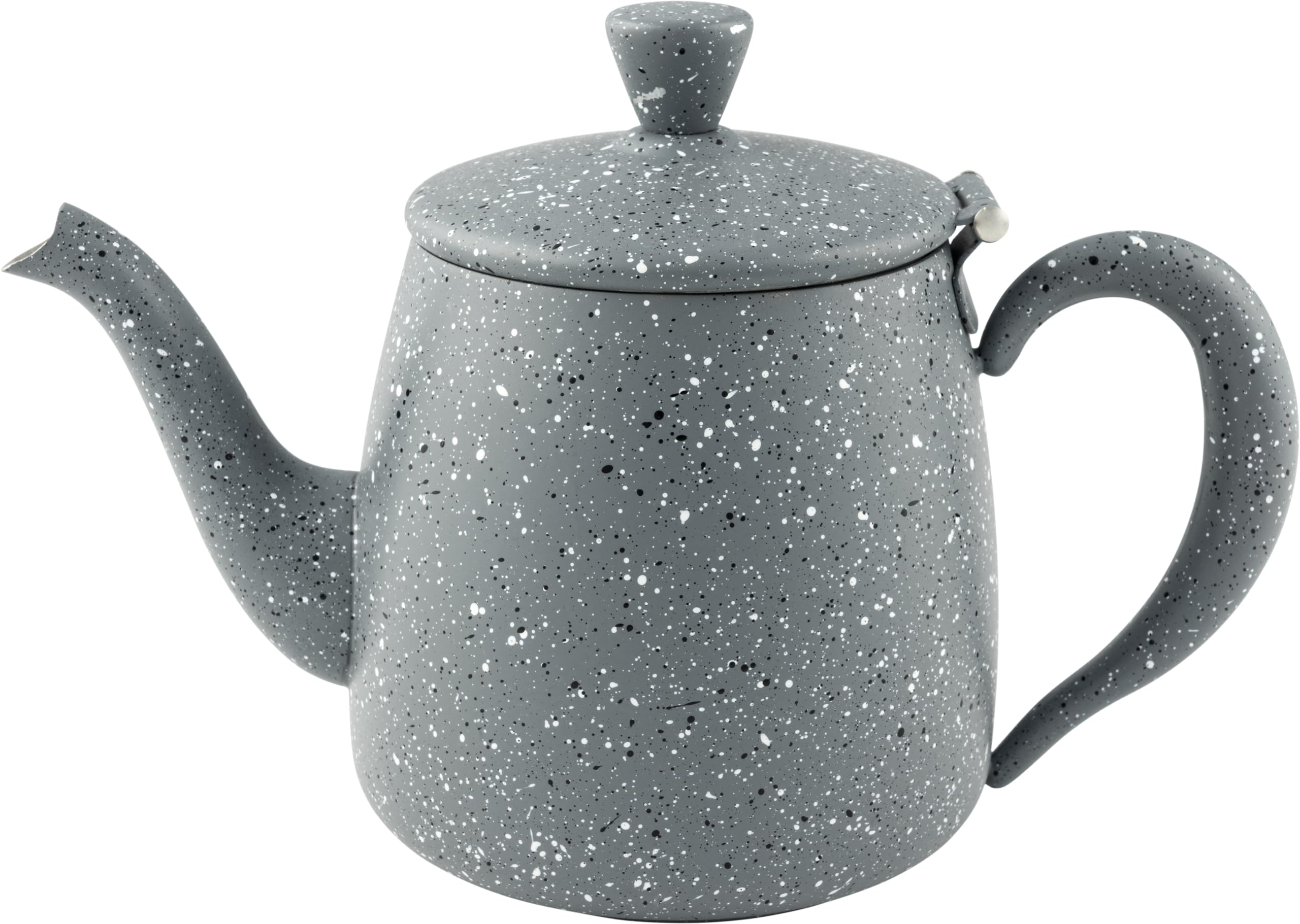 Café Olé Premium Granite Théière, 1360 ml, pour 7 personnes, acier inoxydable, design classique avec finition granit gris moderne, bec verseur parfait