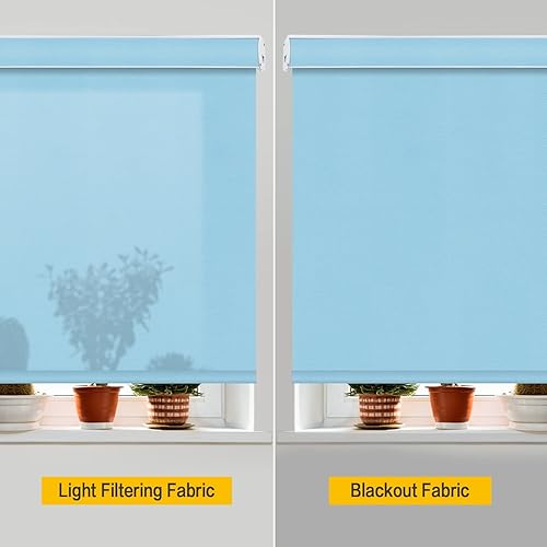 Vista 51 de Yin Yang Persianas opacas con cenefa inalámbrica, cortinas de tela filtrante de luz UV blanca, persianas enrollables con cenefa de metal cubierta