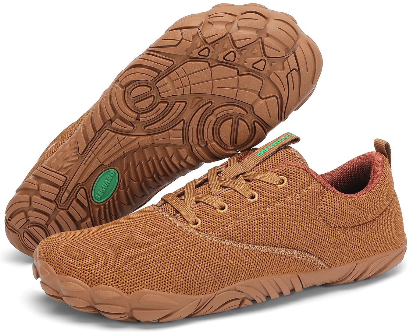 SAGUARO Barefoot Mujer Hombre Zapatillas de Trail Running Cómodas Calzado Descalzo Minimalistas Zapatos Deporte Pare Exterior y Interior Fitness Senderismo Montaña Caminar, Marrón, 45 EU