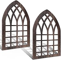 Vista 1 de Yulejo 2 marcos rústicos de ventana para decoración de pared, decoración de pared de granja de madera de 15.6 x 11 pulgadas, ventana de catedral