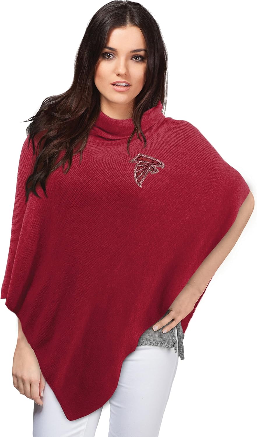 Littlearth NFL Atlanta Falcons Crystal Knit Poncho, 42 x 38-Inch, Dark Red