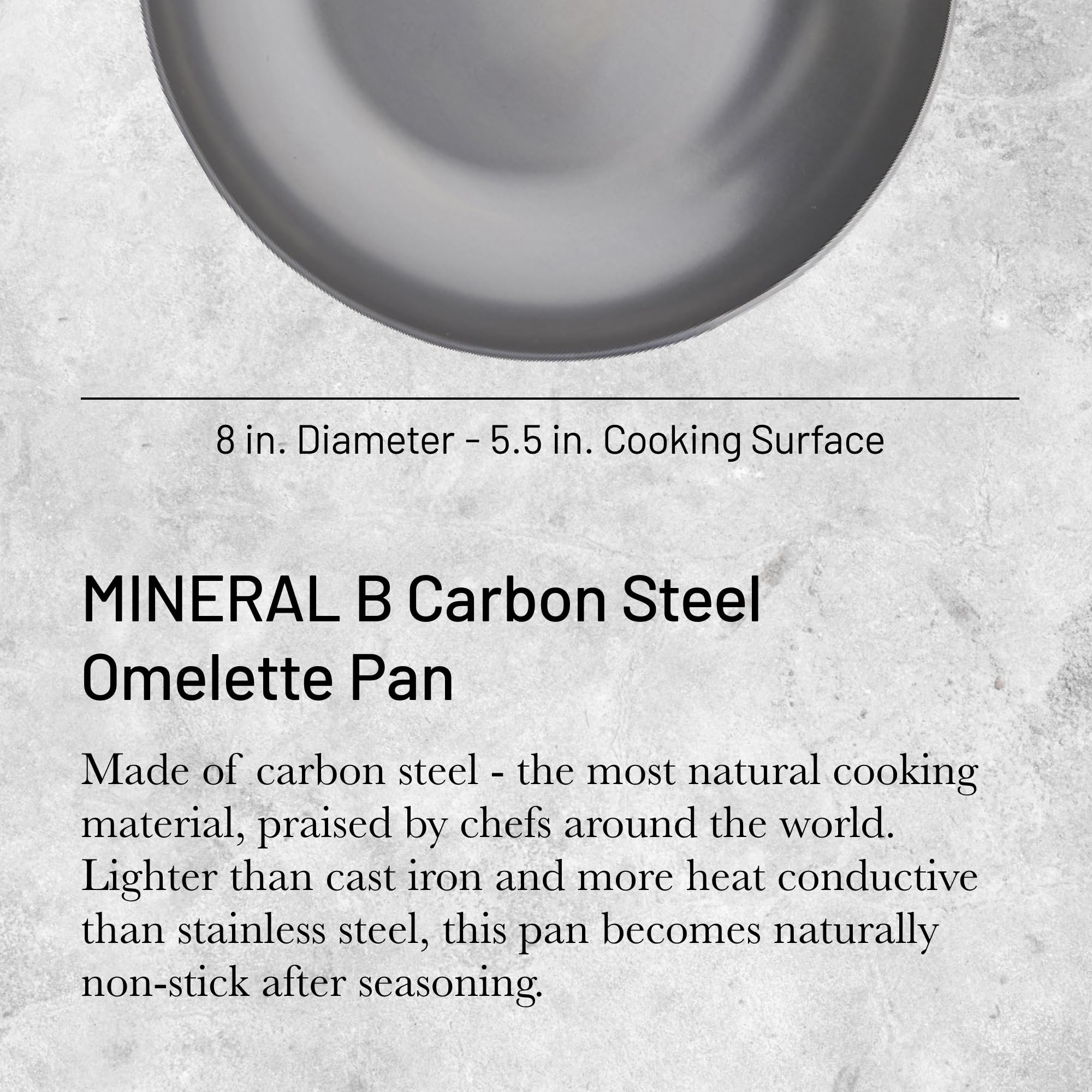 de Buyer Poêle à omelette en acier carbone MINERAL B Ø 20,3 cm, naturellement antiadhésive, fabriquée en France