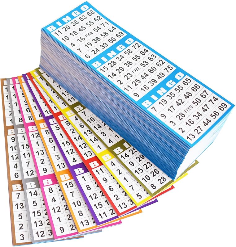 Yuanhe Bingo Game Cards Disposible – 3 Card 10 Sheets – 100 Books -10 Colors for Large Groups