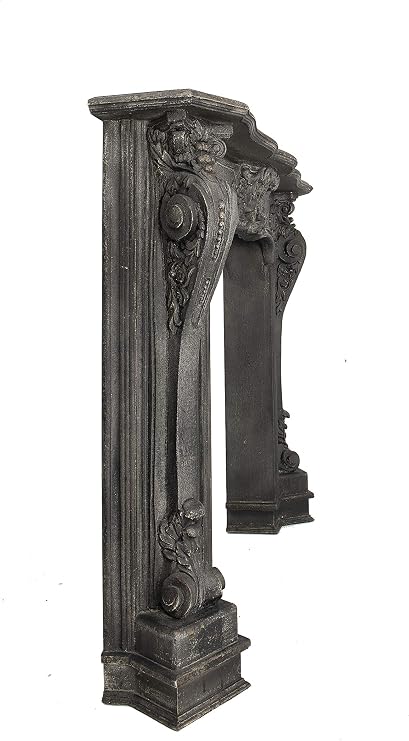 Creative Co-Op Ornate Decorative Fireplace Mantel, Distressed Black