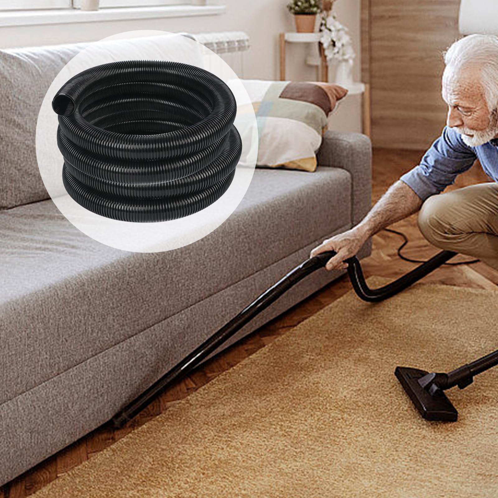 Flexibler Staubsaugerschlauch, 50mm 5 Meter Staubsaugerverlängerung Wellrohrschlauch für Trockner, Entlüftungsschlauch für Wäschetrockner, kompatibel mit den meisten Staubsaugern (50mm 5 Meter)