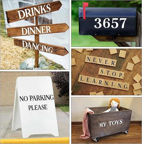 Miniatura 5 de Caysupell Plantillas de letras de 5 pulgadas para pintar sobre madera, 42 plantillas de números del alfabeto para manualidades, plantillas de dibujo