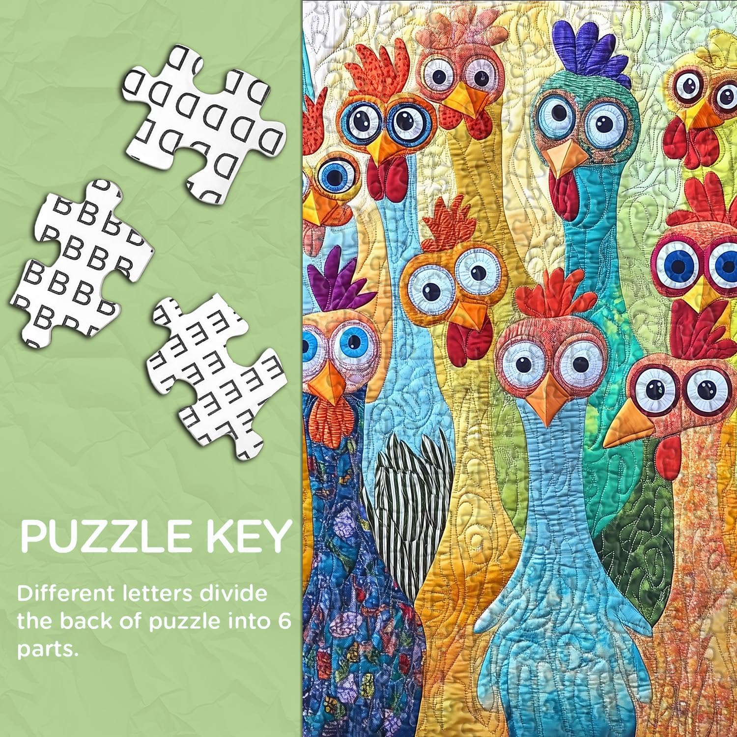 PICKFORU Happy Little Chickens Puzzles for Adults 1000 Pieces, Colorful Rooster Patchwork Jigsaw Puzzles Embroidery, Cute Animal Challenging Puzzle