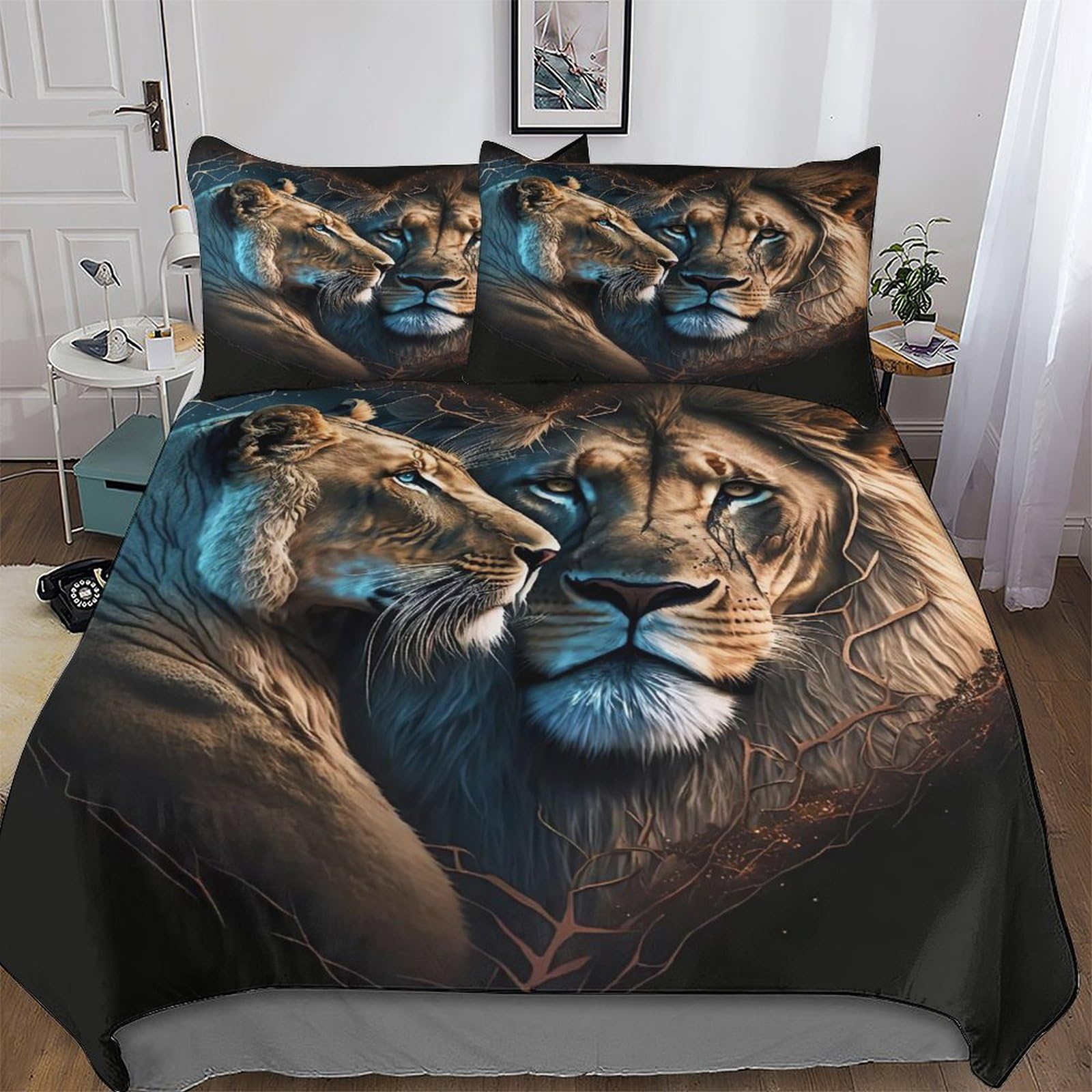 Ggjjtt Lion-6 Lion Quilt Cover Super-Soft Bedding Set Comfortable Printed Duvet Cover Sets With Pillowcases For Adults Kids Double 200X200cm