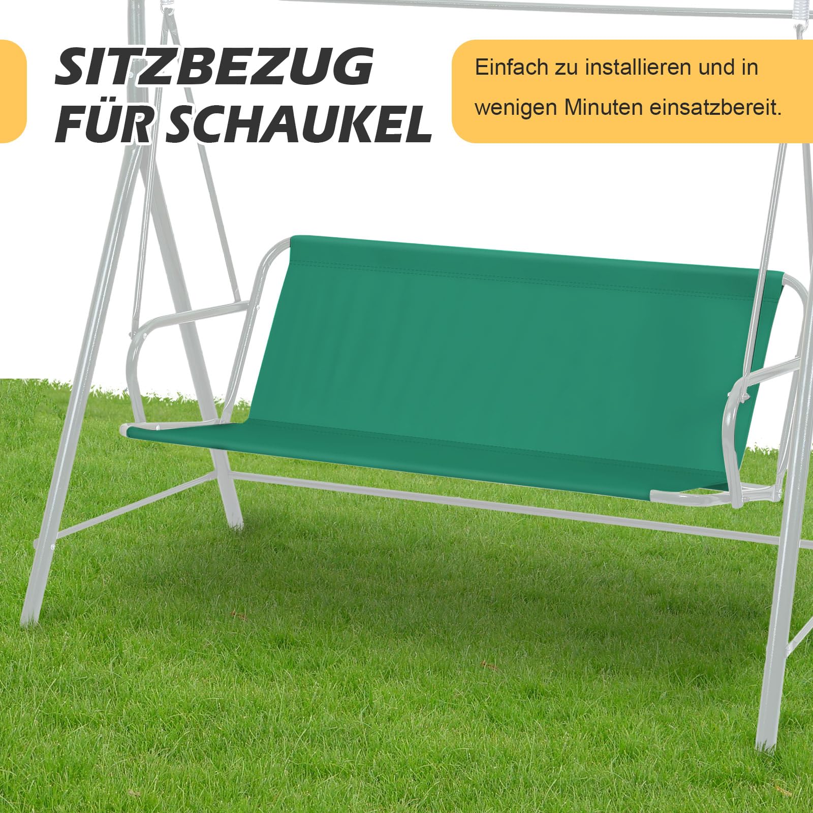 Copriseduta di ricambio per dondolo Hollywood, copriseduta impermeabile e resistente per altalena da giardino, copertura per esterni per sedia da giardino, 2 e 3 posti (verde, 148 x 50 x 50 cm