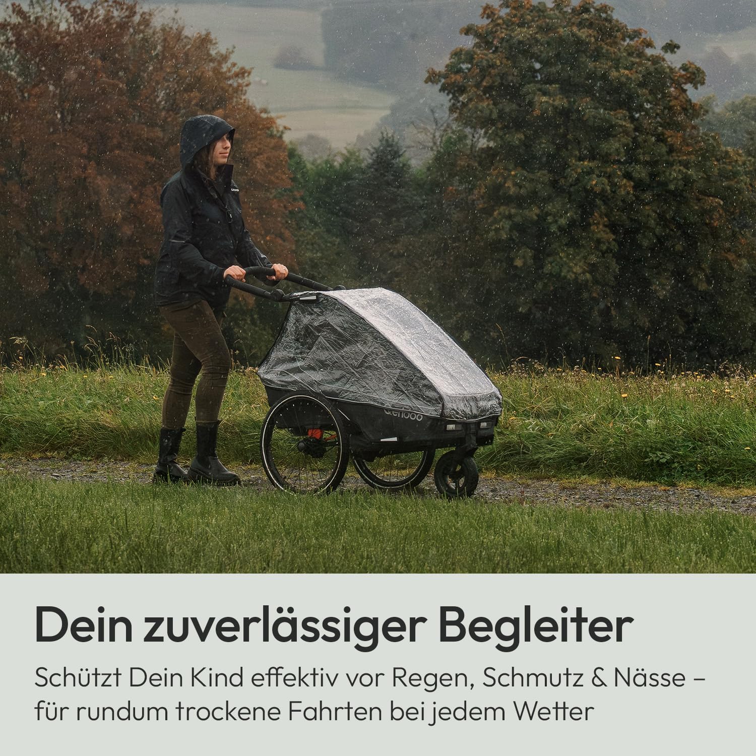 Qeridoo Regenschutz Kidgoo 1 / Kidgoo 1 Sport | Abdeckung Fahrradanhänger | Transparent speziell entwickelte Folie | Zubehör für Qeridoo | Regenschutz | Transparentes Regenverdeck