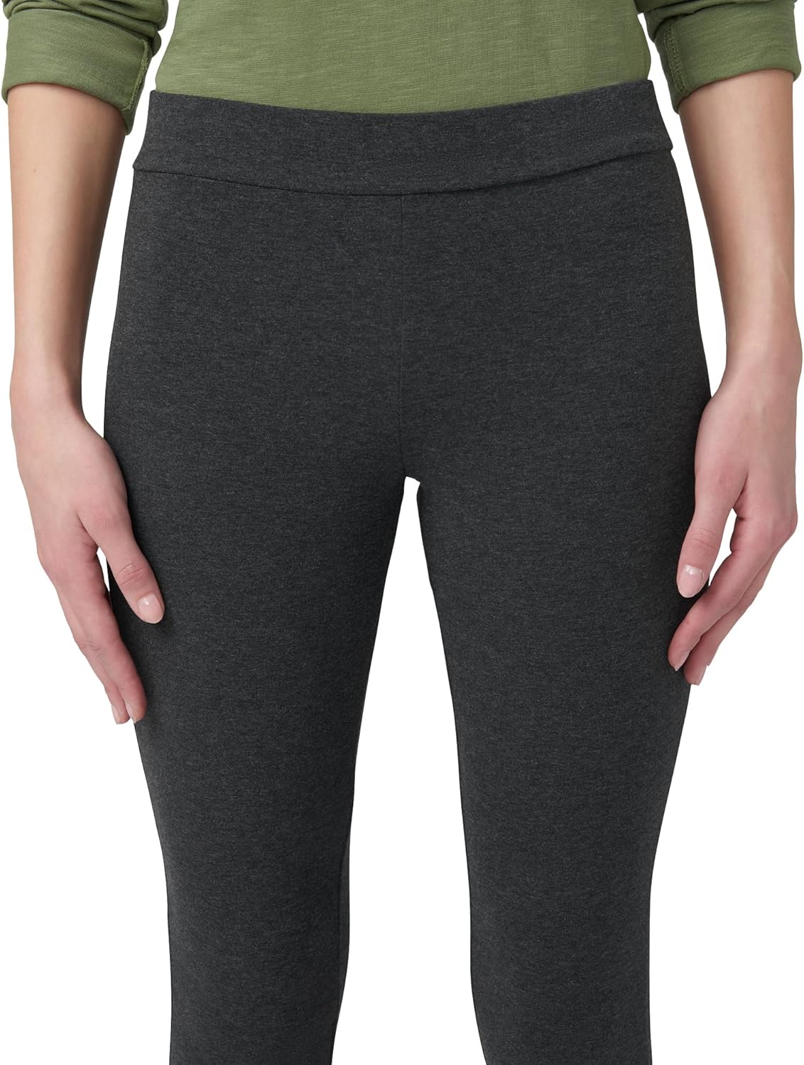 HUE Womens Wide Waistband Blackout Cotton Leggings, Assorted - Image 4