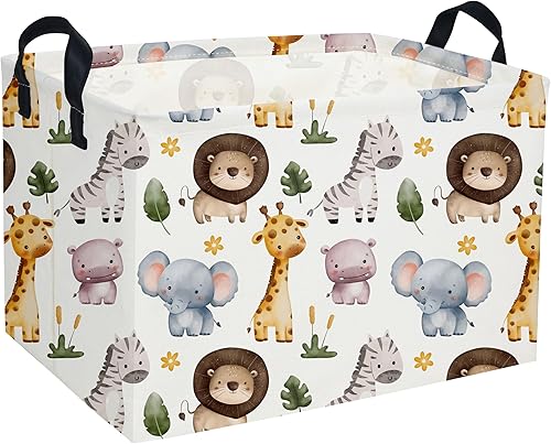 Miniatura 12 de Cesta para niños, cestas de animales, bonitos contenedores de almacenamiento rectangulares de juguetes, organizador de libros, decoración de