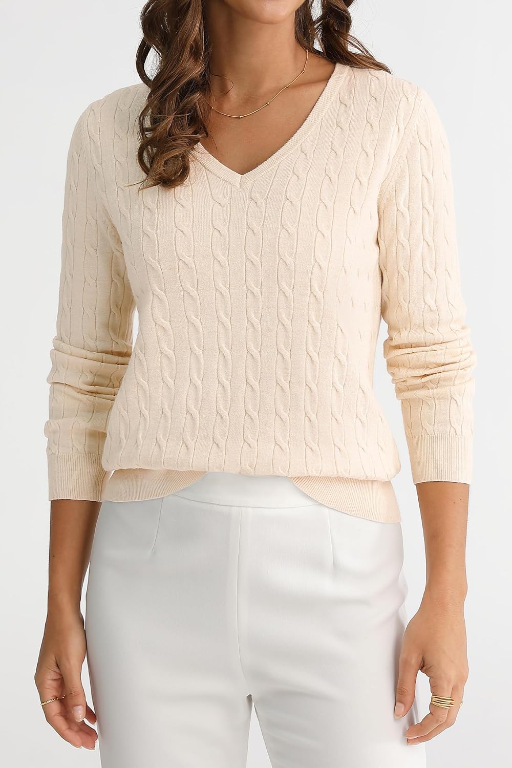 QUALFORT Womens Lightweight Cable Knit Soft Business Casual Trendy Pullover Sweaters 2026 - Image 4