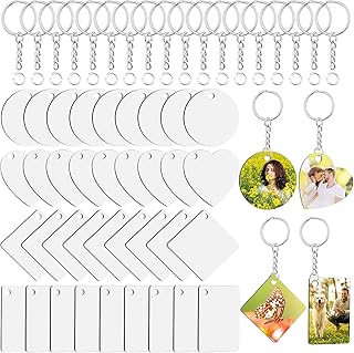 Sublimation Blanks Keychains Products, 108 Pcs Sublimation Blanks Bulk Set with 36 Pcs Heat Transfer Double-Side Sublimation Blanks, Key Chains and Jump Rings for DIY Arts Crafts Ornament Making