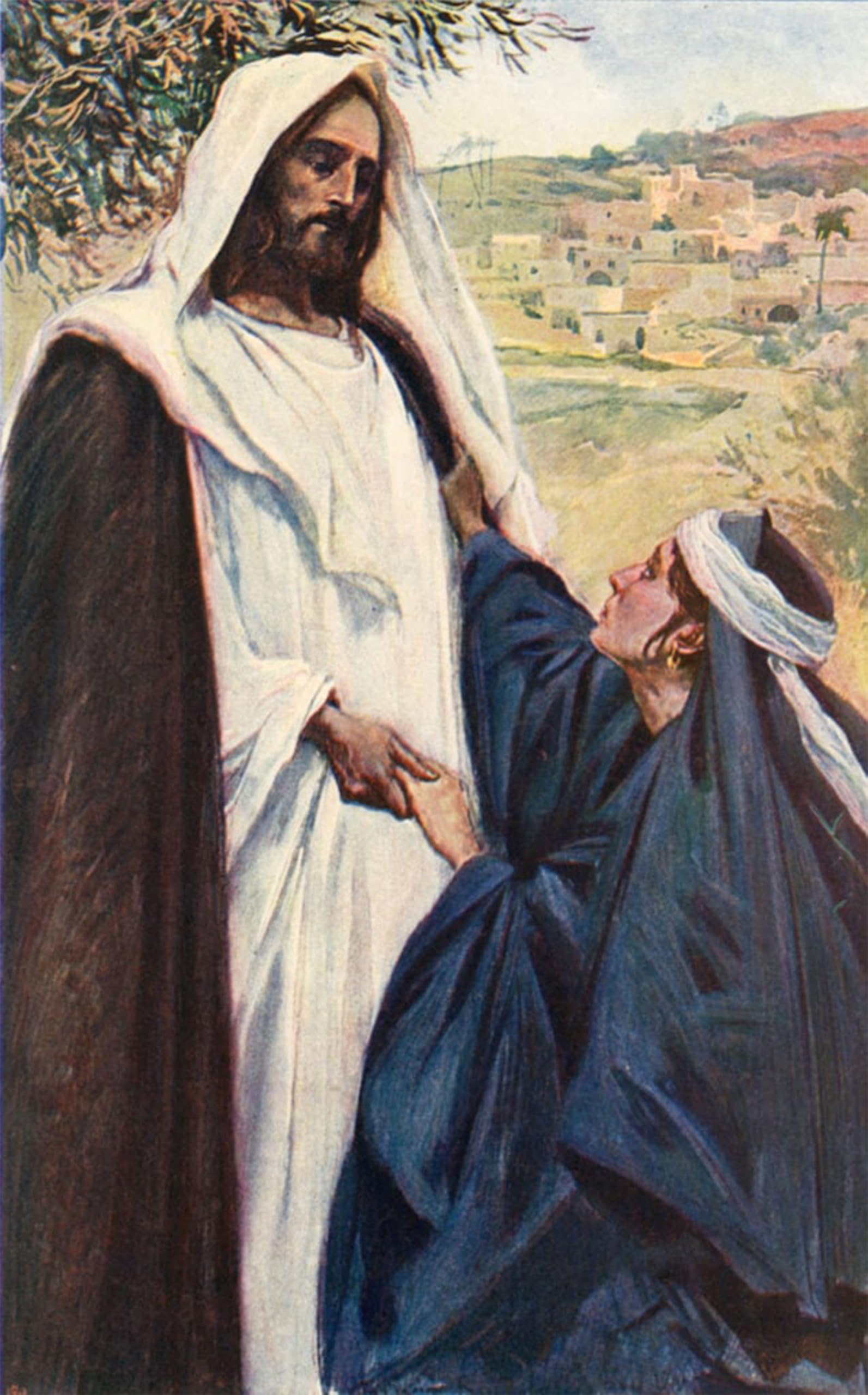 ARTXLXXBN Famous Art Print Poster Vintage Wall Art Meeting of Jesus and Martha by Corwin Knapp Linson Canvas Art Poster for Home Decor 60x90cm