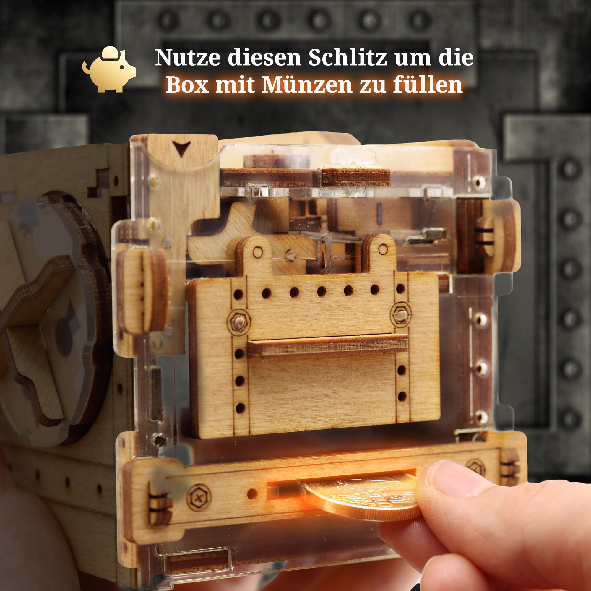 iDventure Amazeing Safe - Murmelbahn Spardose Puzzlebox - Escape Room Spiel - Geschenkbox - Schatztruhe - 3D Holzpuzzle - Sequenzielle Puzzles Rätselbox Erwachsene - Geldgeschenk - Männer Geschenk