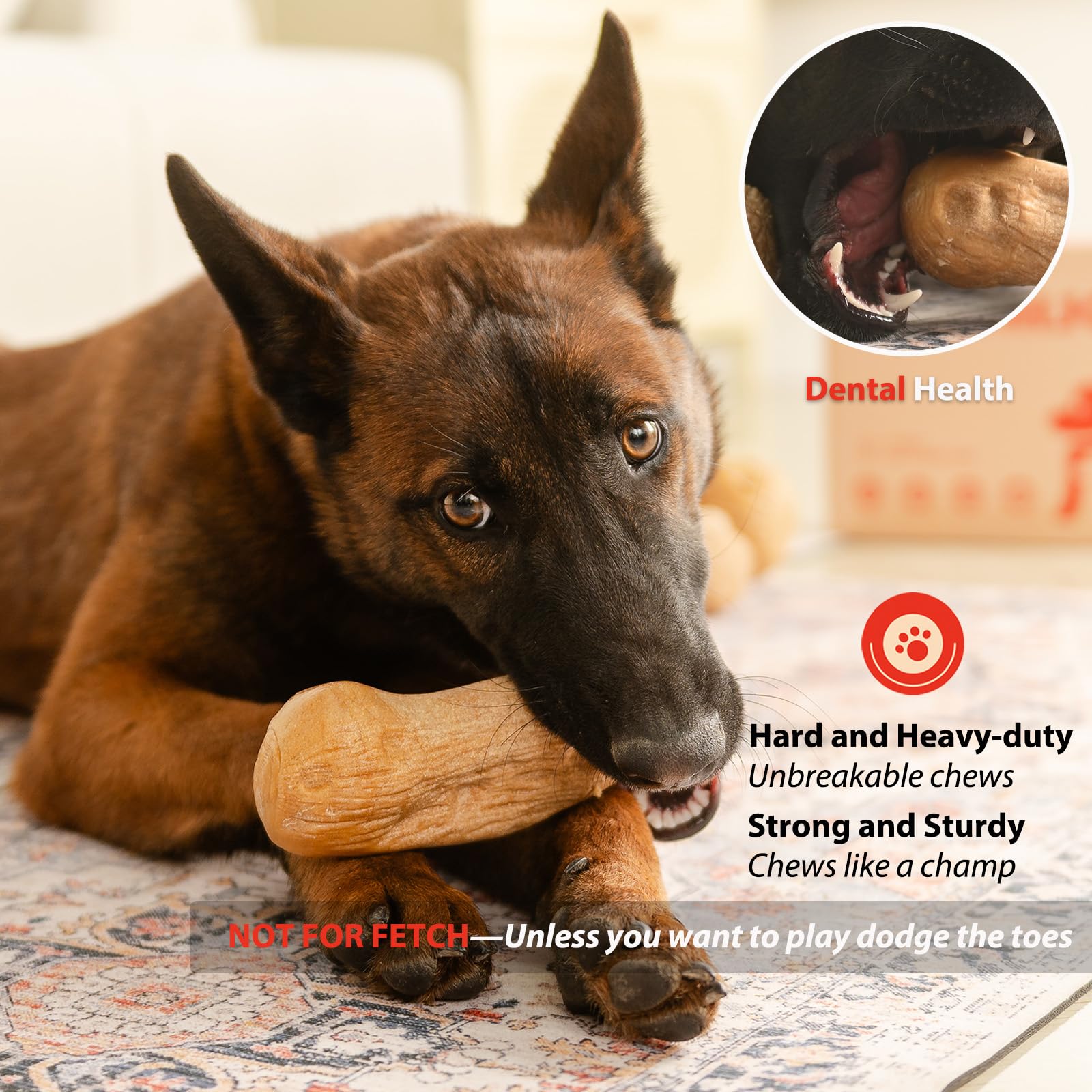Willjoy Robustes Hundespielzeug für aggressive Kauer, Kiefernholz und Nylon, Hundespielzeug für große Hunde, Speck, unzerstörbares Hundespielzeug, großes Hundespielzeug, um sie zu beschäftigen,