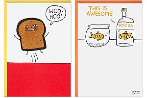 Hallmark Shoebox Pack of 2 Funny Birthday Cards -- Toast and Goldfish