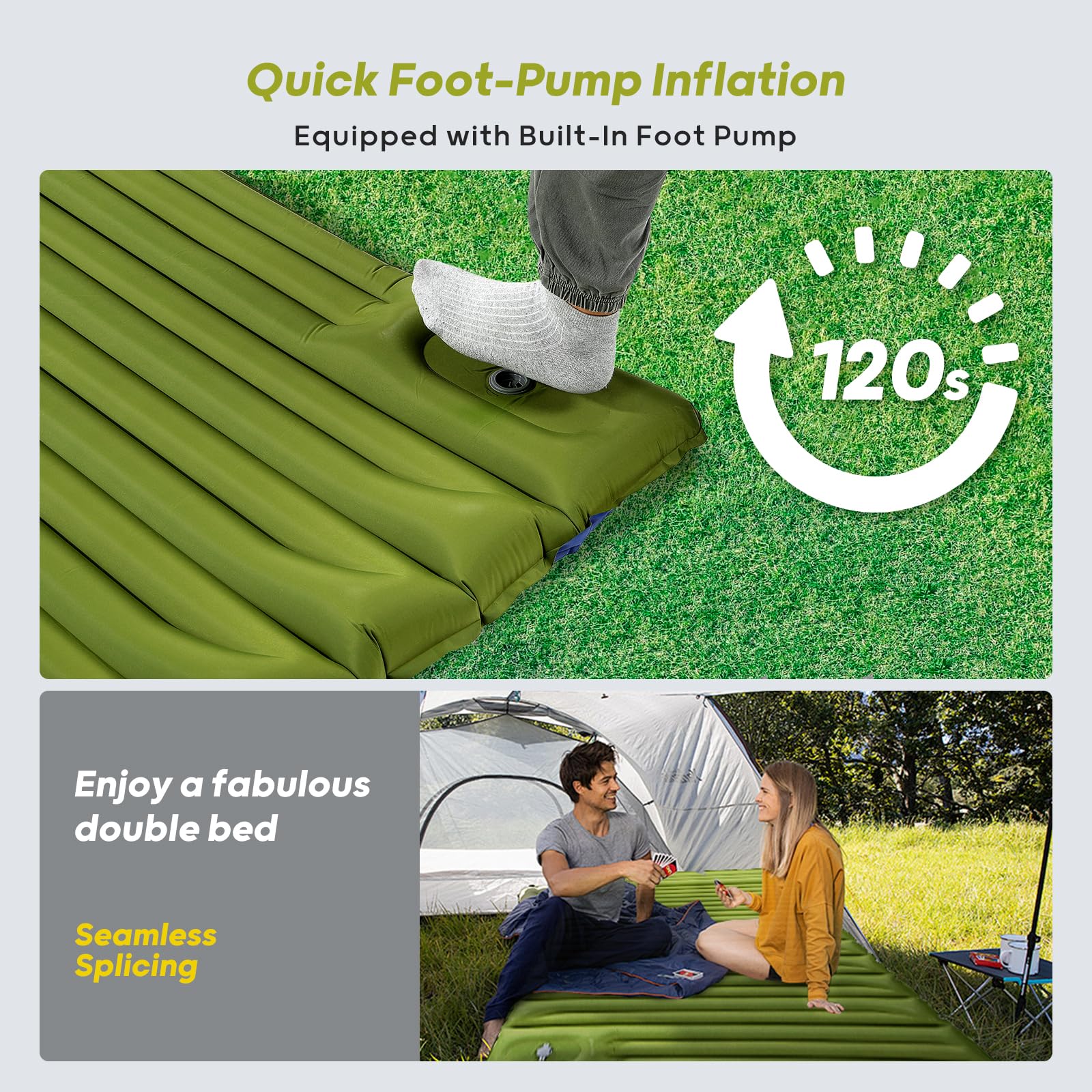 Matelas Gonflable De Camping VALEHOWL - Ultra Léger Avec Pompe Intégrée - Parfait Pour Randonnée Et Extérieur