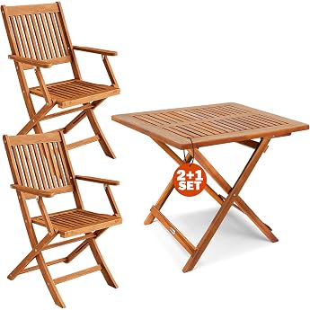CASARIA Outdoor Balcony Furniture Set, FSC&reg;-Certified, 2 People | 2 x chairs, 1 x table 70 x 70 cm, 3 pieces, for small balco