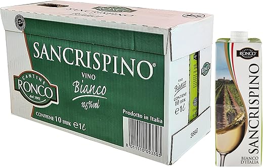Sancrispino Wine White Brick 1000 ml - 10 Pieces, 10L