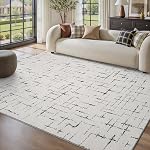 Area Rug for Living Room Rug-Carpet 5x7 Bedroom Rugs Textured Tufted Jacquard Modern Neutral Soft Washable Luxury Rug for Dining Room Nursery Non Slip Beige