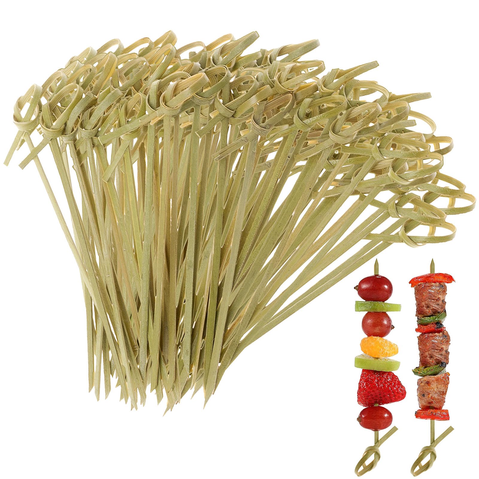 1000Pcs Bamboo Cocktail Picks Toothpicks Bamboo Skewers Mini Food Cocktail Sticks Knot Skewers Fruit Toothpicks for Appetizers, Drinks, Barbecue, Snacks(12 cm)