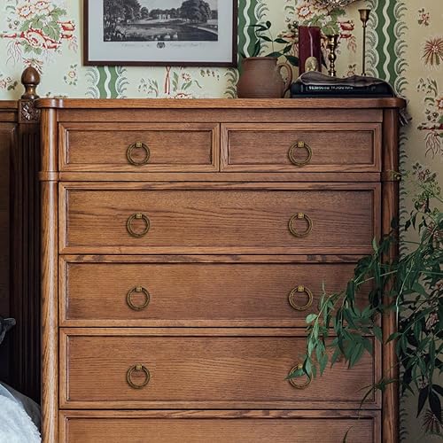 Miniatura 3 de RZDEAL 12 tiradores de latón antiguo de latón macizo de 2.0 x 1-78 pulgadas para cajones de tocador, tiradores de anillo de muebles, manijas de