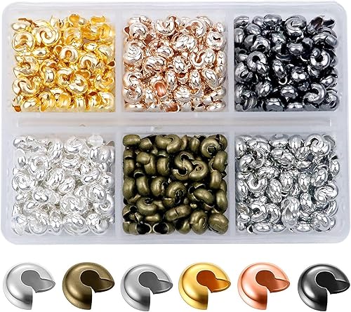 600 piezas de cubiertas de cuentas crimpadas de 0157in abiertas media redonda nudo de cuentas cuentas pequeñas para hacer joyas y manualidades 600 piezas de cubiertas de cuentas crimpadas de 0157in abiertas media redonda nudo de cuentas cuentas pequeñas para hacer joyas y manualidades