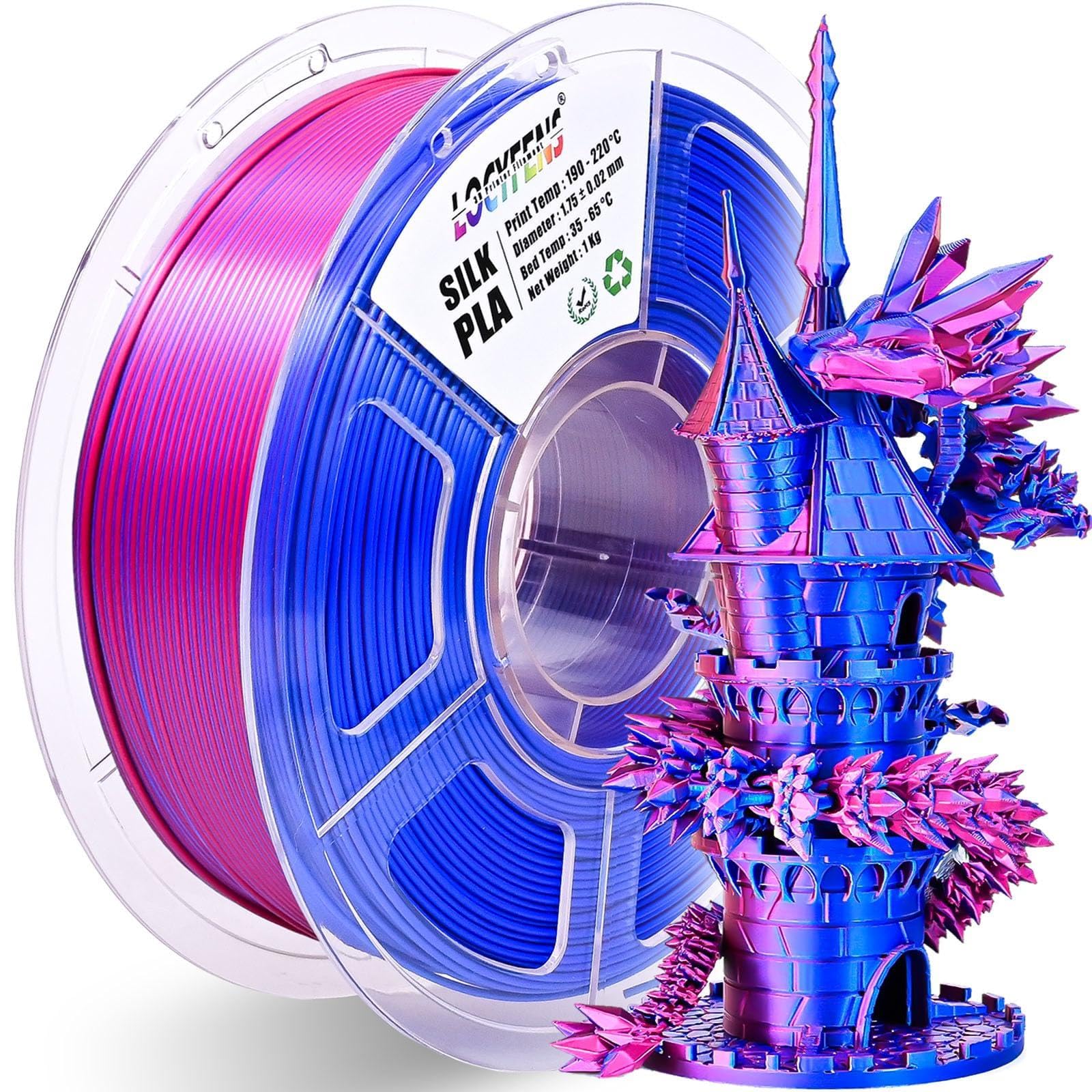 PLA Filament 1.75mm, Silk PLA 3D Printer Filament, Dual Color Filament - Red Blue 1.75 PLA Filament- 2 in 1 Coextrusion 3D Filament PLA 1.75 +/-0.02mm, Fit to AMS, 1kg/Spool-image-45