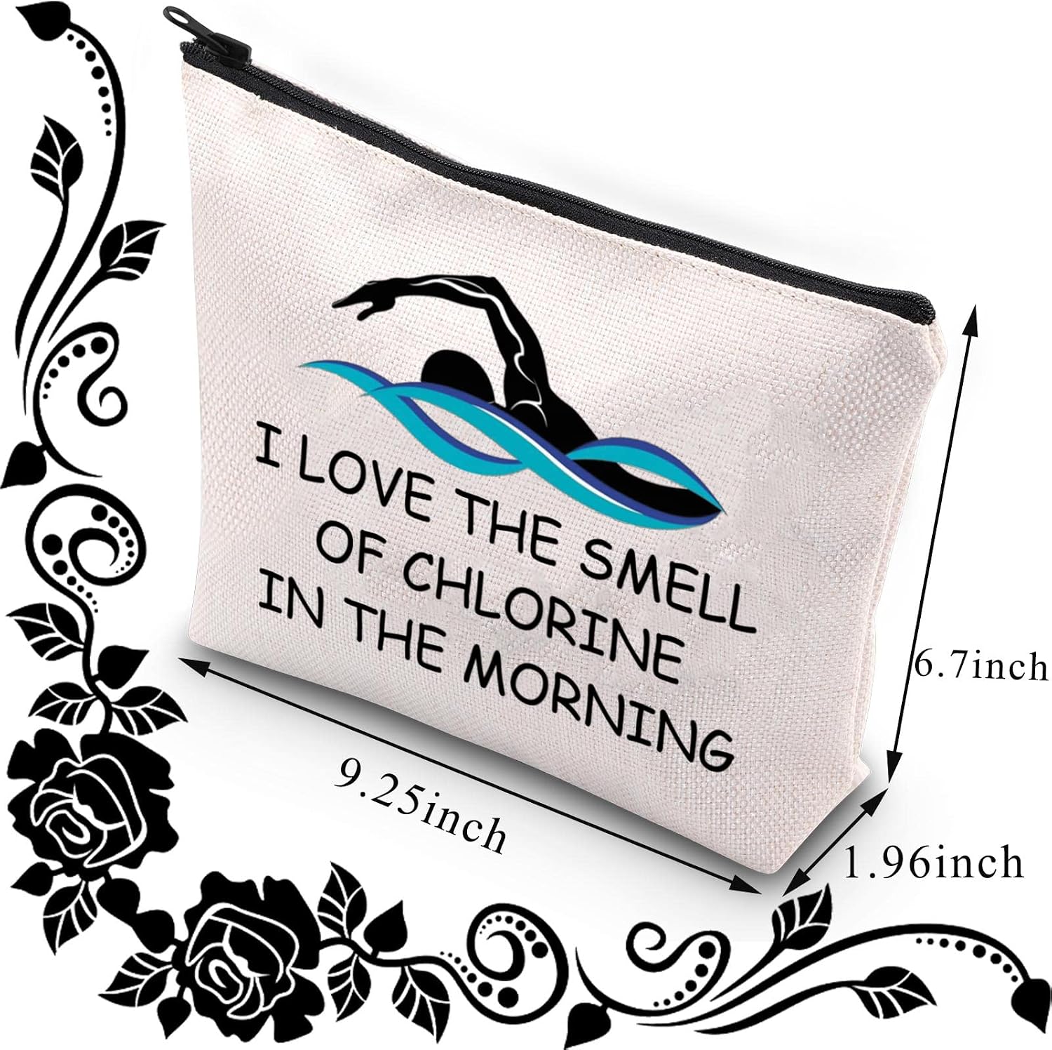Swimmer Gift Swimming Makeup Bag I Love The Smell of Chlorine in The Morning Zipper Pouch for Swim Lovers Swim Coach Swimming Team Gifts (Smell of Chlorine) - Image 3