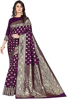 Sugathari Women Banarasi Sari Pure Kanjivaram Silk Saree Soft New Ladies 2023 Design Wear Pattu Sarees Latest Cotton Party Sari Collections with Blouse Piece for Wedding Sadi (PARI S-1