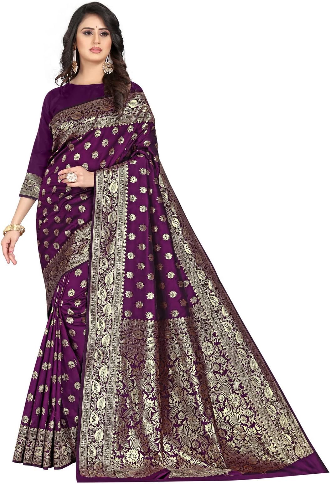 Sugathari Women's Banarasi Saree Pure Kanjivaram Silk Saree Soft new ladies 2023 Design Wear Pattu Sarees Latest Cotton Party Sari collections With Blouse Piece for Wedding sadi (PARI S-1 MAROON)