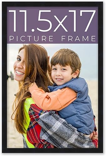 Marco de fotos negro de madera real de 11.5 x 17 pulgadas de ancho de 0.75 pulgadas Profundidad del marco interior de 0.5 pulgadas Marco de fotos