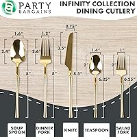 Vista 113 de Party Bargains Disposable Plastic Black Gold Cutlery Set, Infinity Modern Design Utensils, 40 Pack: 16 Forks, 8 Knives, 16 Spoons