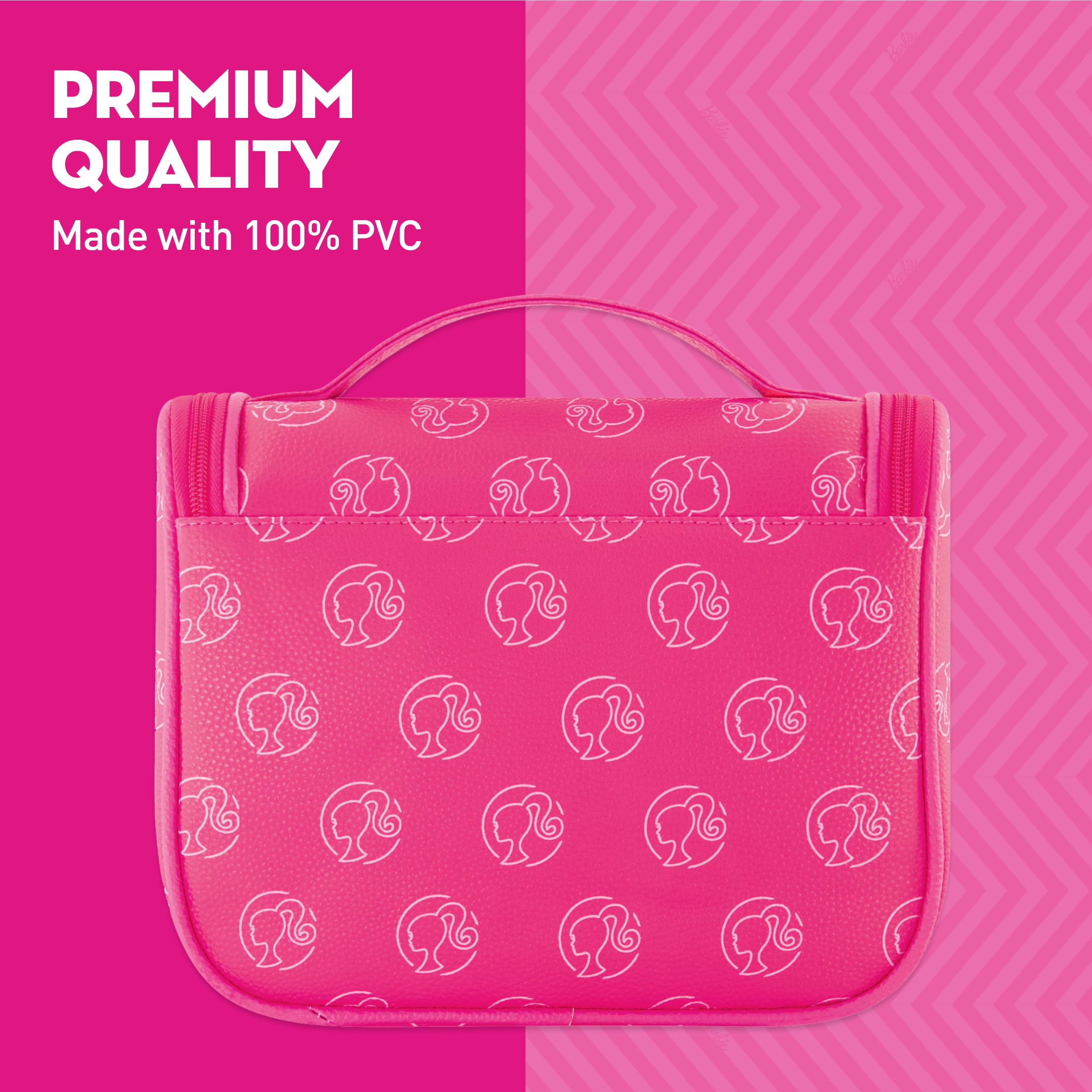 Concept One Barbie Make-up-Tasche für Damen, kleine Reise-Kosmetiktasche, Reißverschluss, Organizer mit Logo, Rosa