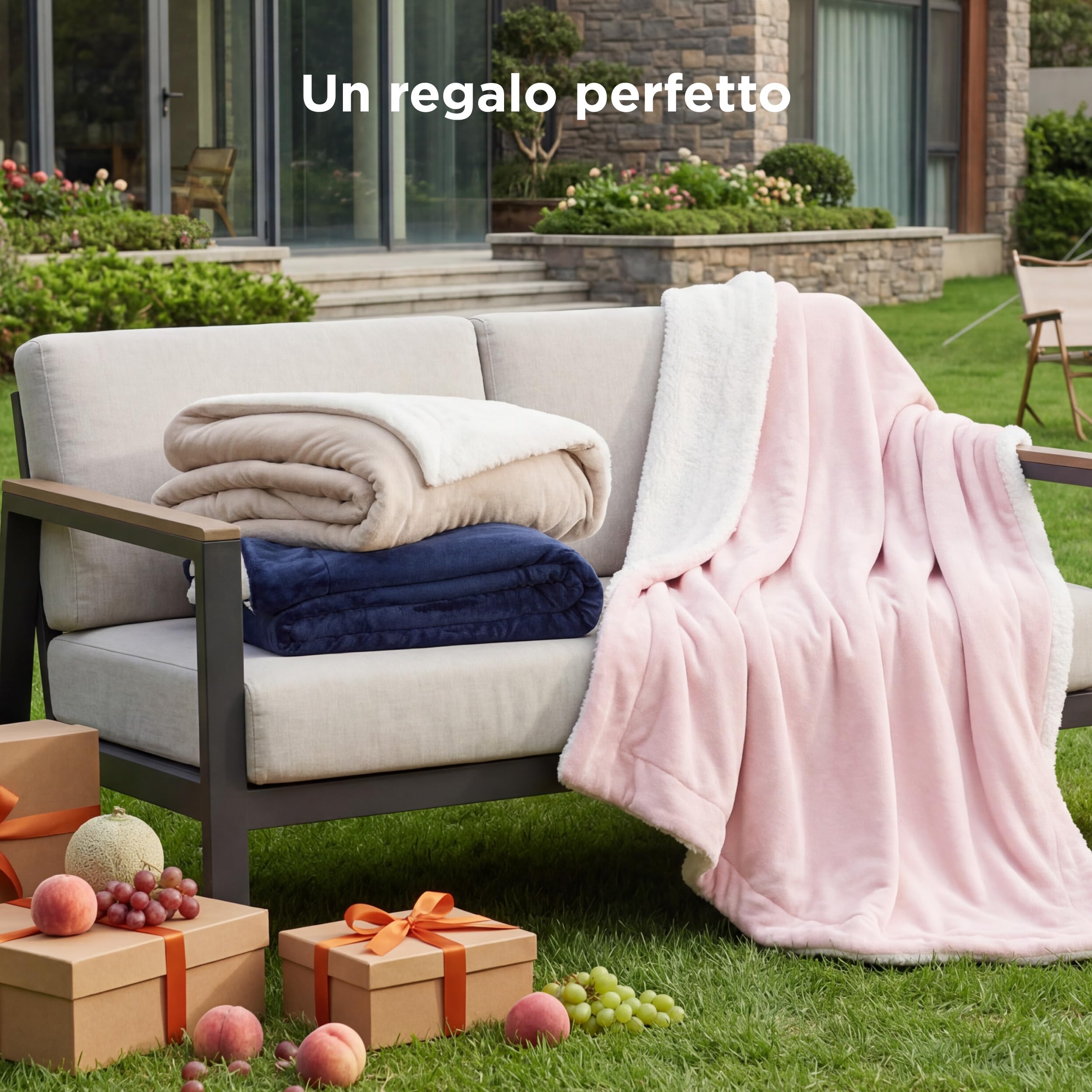 Bedsure Coperta in Pile Sherpa - Plaid Divano e Letto, Coperta Calda Accogliente, Sherpa Extra Spessa Morbida, Coperta Termica Copridivano Matrimoniale, XL 150x200 cm, Grau