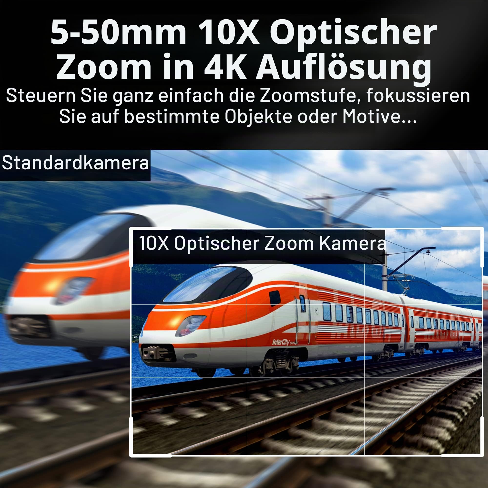 ELP USB Kamera 4K mit 5–50 mm 10-Fach optischem Zoomobjektiv 2160P OpenCV Nahaufnahme Zoom hinein und heraus Webkamera Videokonferenzkamera für Computer Laptop Jetson Nano Raspberry Pi